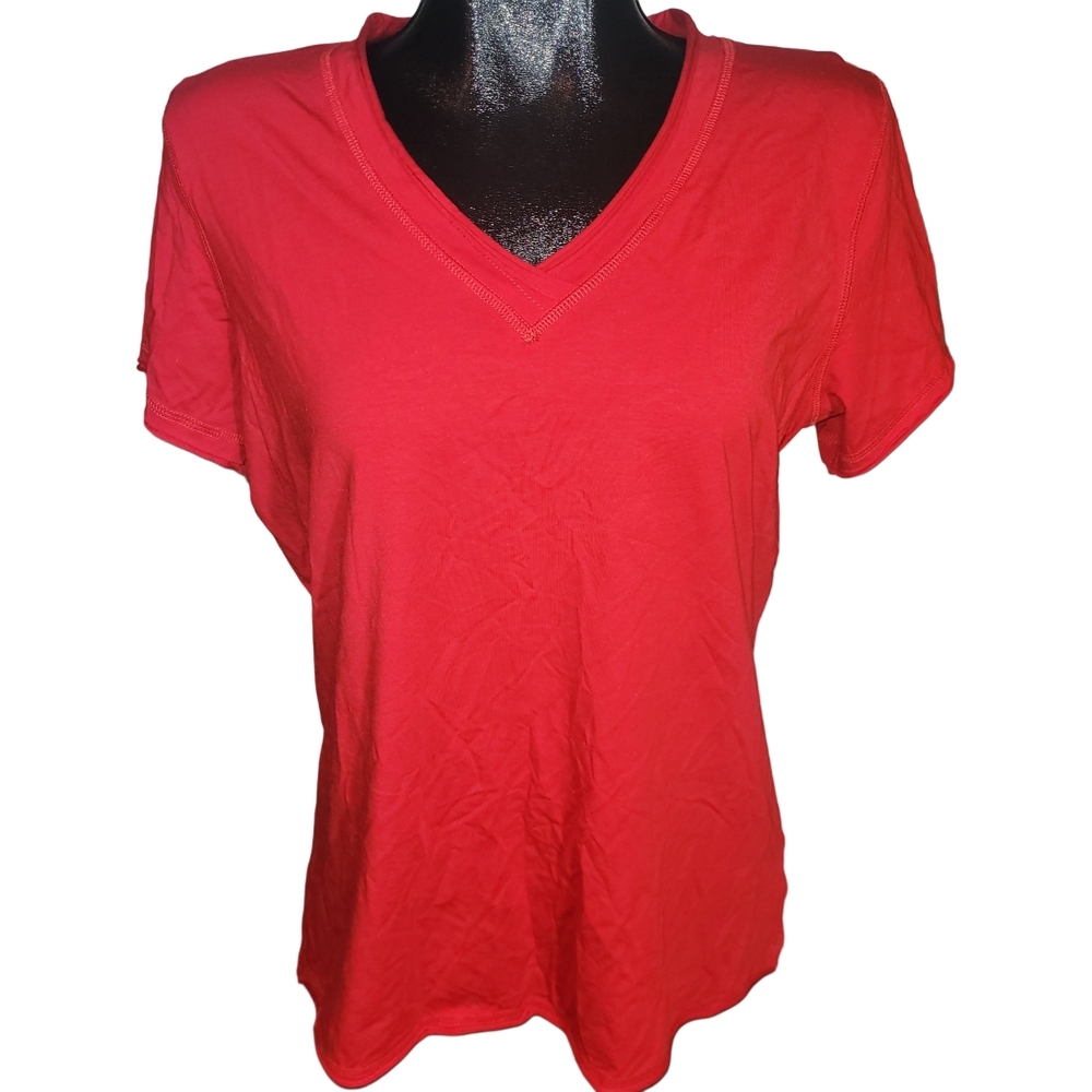 CoCo Y Club Red V-Neck Short Sleeve Top Size XL
